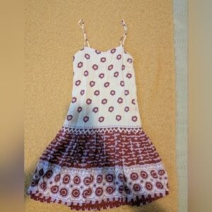 Stylish Dress with Red and White Pattern